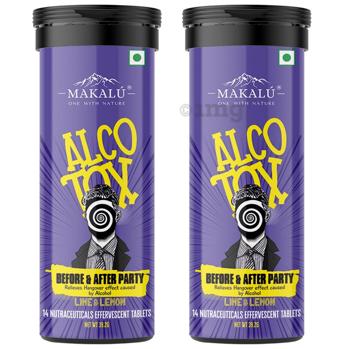 Makalu Alcotox Before & After Party Hangover Cure Effervescent Tablet-Lime & Lemon (14 Each)