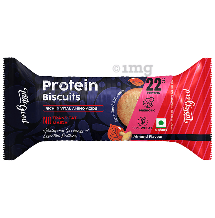 Taste Good Protein Biscuits | 22% Plant & Milk Protein | Whole Wheat, No Maida, Zero Trans Fat Cookie Almond