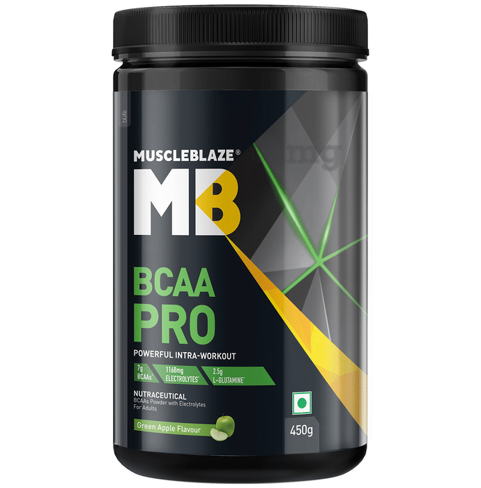 MuscleBlaze Green Apple | BCAA Pro Powerful Intra-Workout | With Electrolytes | For Energy, Faster Recovery & Hydration