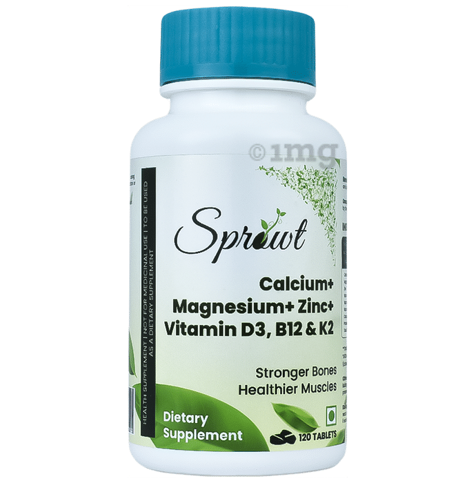 Sprowt Calcium + Magnesium + Zinc Vitamin D3,B12 & k2 Tablet