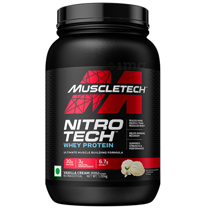 Muscletech Nitro Tech Whey Protein for Muscle Recovery | Flavour Powder Vanilla Cream