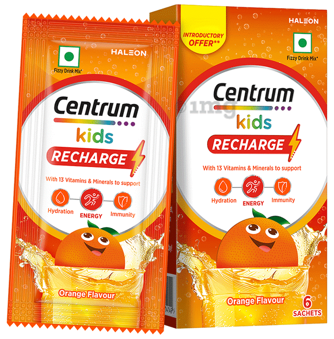 Centrum Kids Recharge Fizzy Drink Mix Sachet (5gm Each) Orange