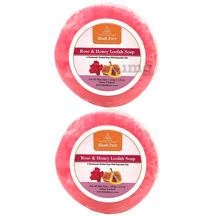 Khadi Pure Rose & Honey Loofah Soap (125gm Each)