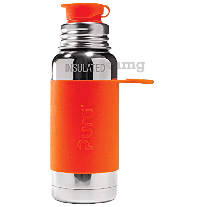 Pura Sport insulated Bottle with Sport Sleeve & Silicon Big Mouth Sport Top Orange