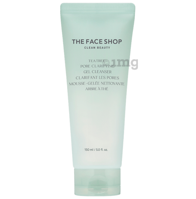 The Face Shop Tea Tree Pore Clarifying Gel Cleanser With Ip- Bha, Pha & Hyaluronic Acid, Gel To Foam Face Wash For Acne & Sensitive Skin