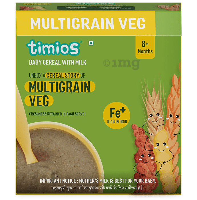 Timios Baby Cereal with Milk 8+ Months (25gm Each) Multigrain Veg
