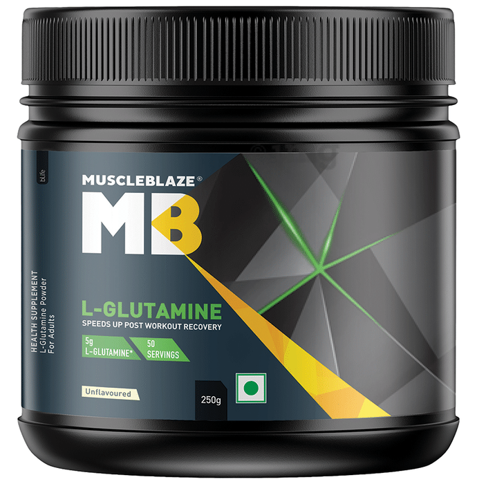 MuscleBlaze Micronized L-Glutamine  | For Muscle Growth, Recovery & Immunity | Powder Unflavoured
