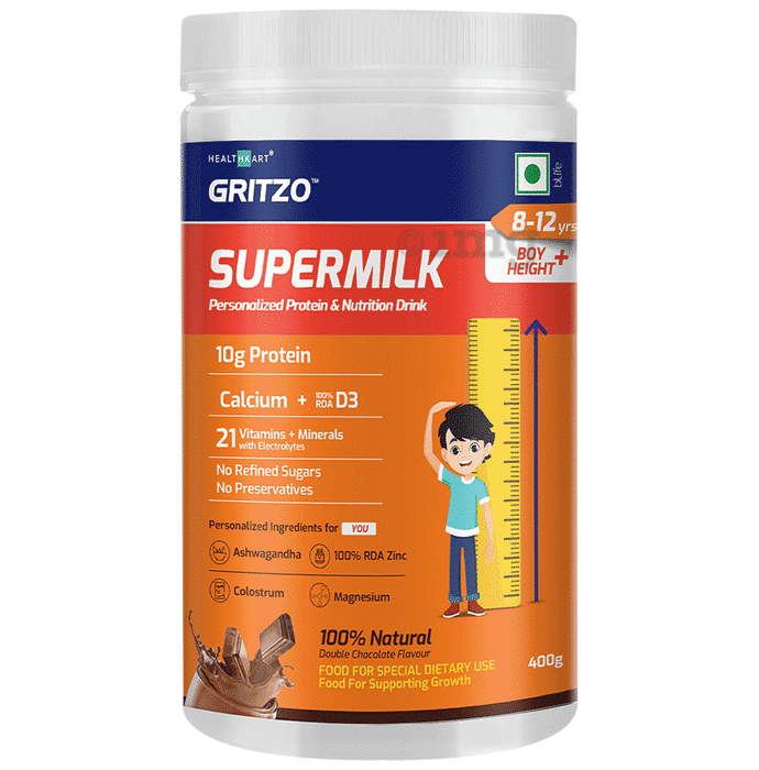 Gritzo SuperMilk Daily Nutrition (13+y Girls) 8-12 Yrs Boy Height+ Double Chocolate