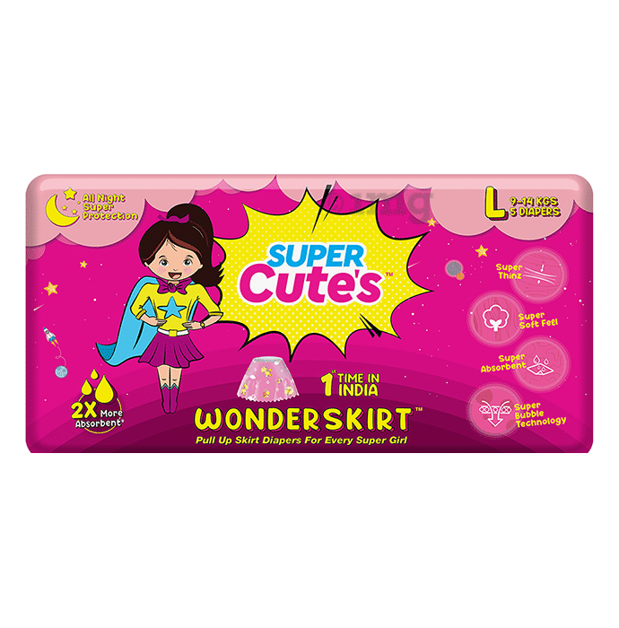 Super Cute's Large Wonderskirt Pull Up Skirt Diaper (5 Each)