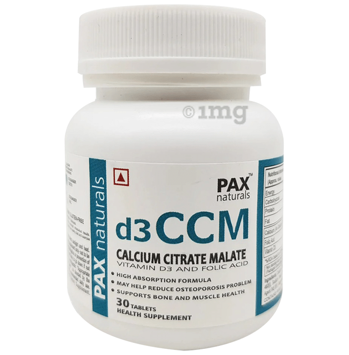 Pax Naturals D3 CCM | With Calcium, Vitamin D3 and Folic Acid for Bones & Muscles | Tablet