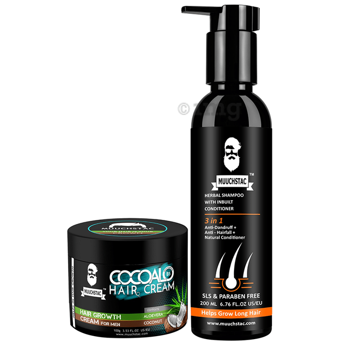 Muuchstac Combo Pack of Cocoal Hair Cream 100gm & Herbal Shampoo with Inbuilt Conditioner 200ml