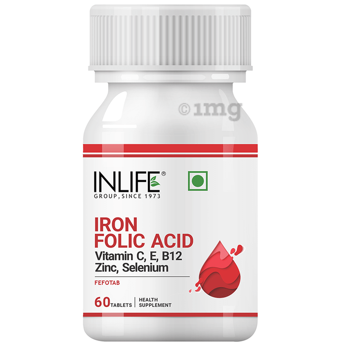 Inlife Iron Folic Acid Supplement | With Vitamins, Zinc & Selenium | For RBC Formation | Tablet