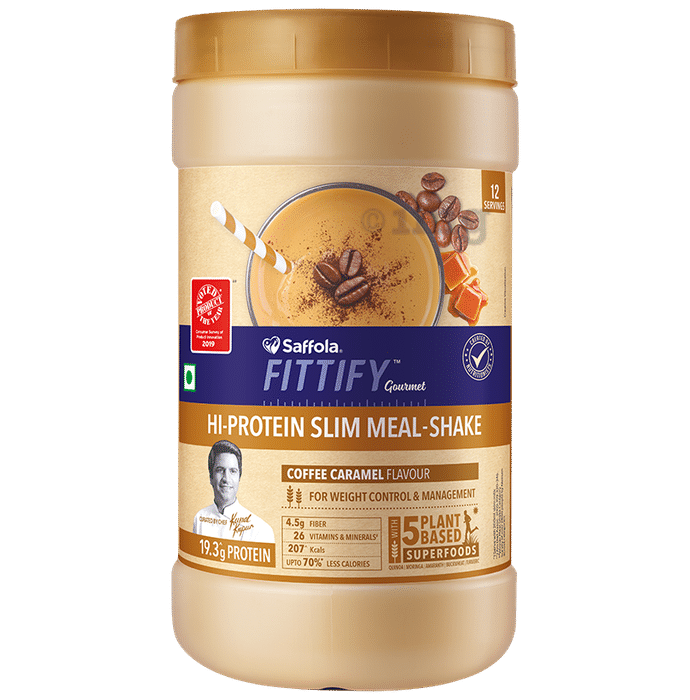 Saffola Fittify Gourmet Hi-Protein Slim Meal-Shake Powder (420gm Each) Coffee Caramel