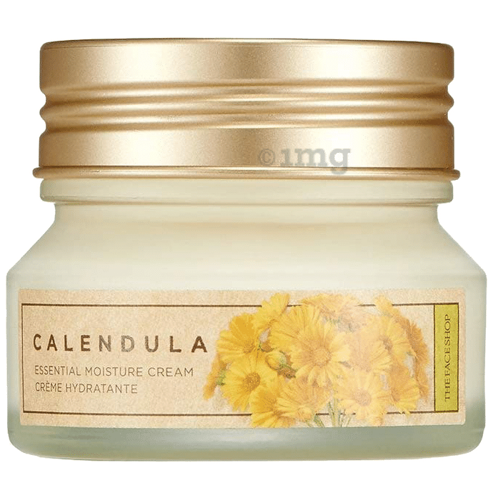 The Face Shop Calendula Essential Moisture Cream With Squalene, Face Cream To Reduce Acne & Dark Spots On Senstive Skin