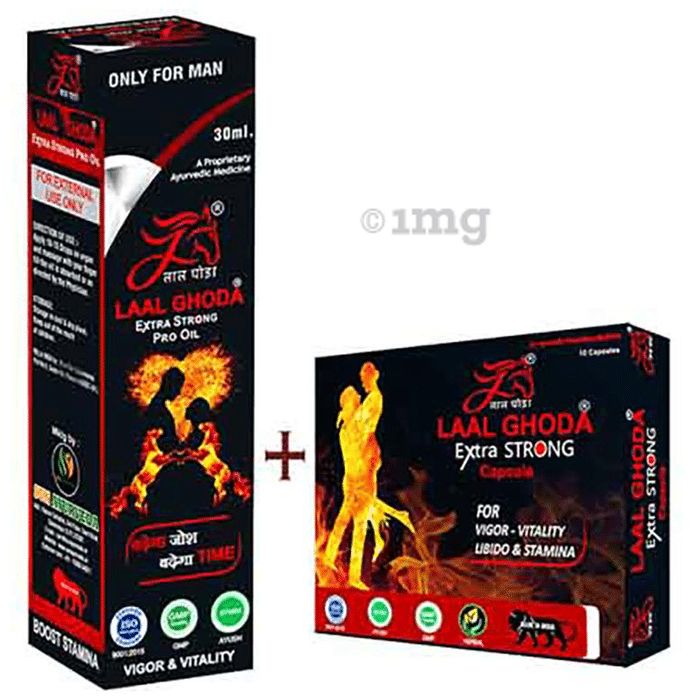 Laal Ghoda Combo Pack of Extra Strong Pro Oil 30ml & Extra Strong 10 Capsule