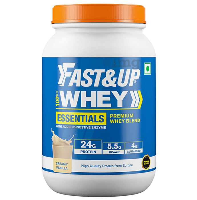 Fast&Up 100% Whey Protein Blend with BCAA & Glutamine for Muscle Support | Flavour Creamy Vanilla