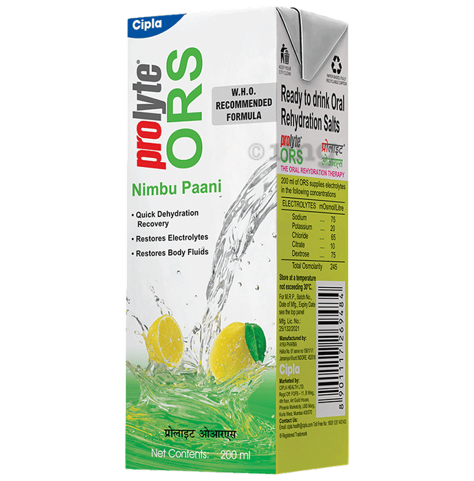 Prolyte ORS Ready To Drink for Body Fluid & Electrolyte Replenishment | Flavour Nimbu Paani