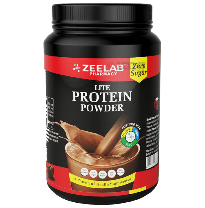 Zeelab Lite Protein with Calcium, Iron & Zinc | Sugar Free | Flavour Chocolate Powder