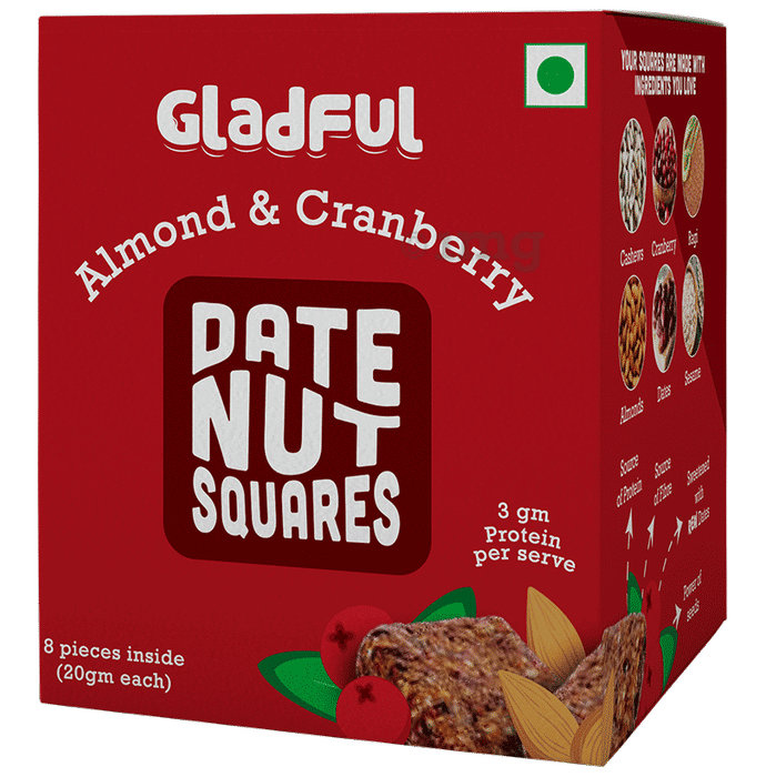 Gladful Almond & Cranberry Date Nut Squares (20gm Each)