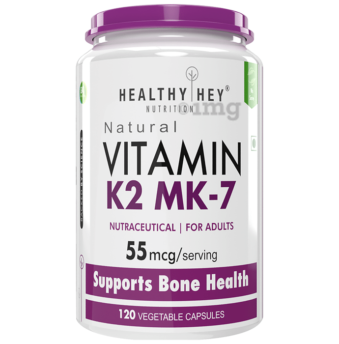 HealthyHey Nutrition 55mcg of Vitamin K2 MK 7 | Vegetable Capsule for Bone Health