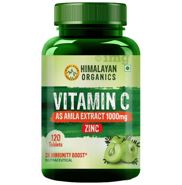 Himalayan Organics Vitamin C as Amla Extract 1000mg | With Zinc for Nervous System & Immunity | Tablet