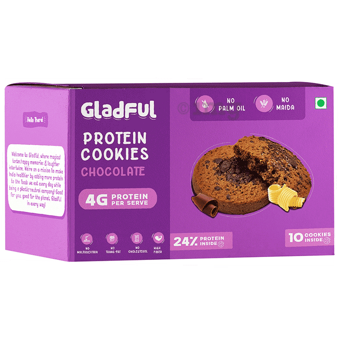 Gladful Protein Cookies (10 Each) Chocolate Buy packet of 1.0 Pack at