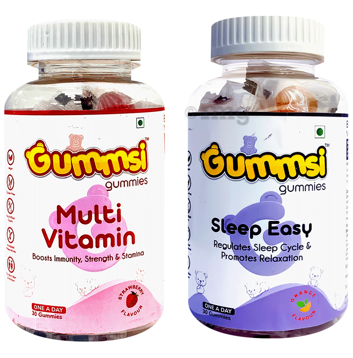 Gummsi Combo Pack of Multivitamin Strawberry & Sleep Easy Orange Gummies (30 Each)