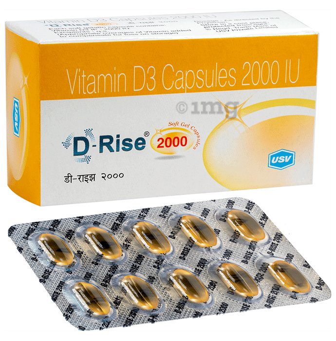 D-Rise 2000 Capsule with Vitamin D3 (Cholecalciferol) for Bone Health | Bone, Joint & Muscle Care