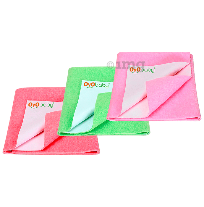 Oyo Baby Anti-Pilling Fleece Extra Absorbent Instant Dry Sheet Large Salmon Rose, Pink, Light Green