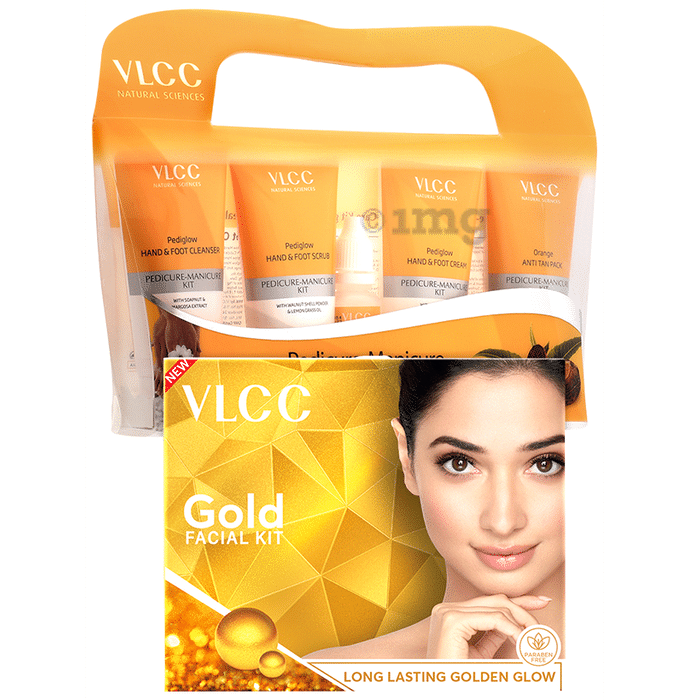 VLCC Combo Pack of Gold Facial Kit (60gm) & Manicure-Pedicure Kit (210gm)