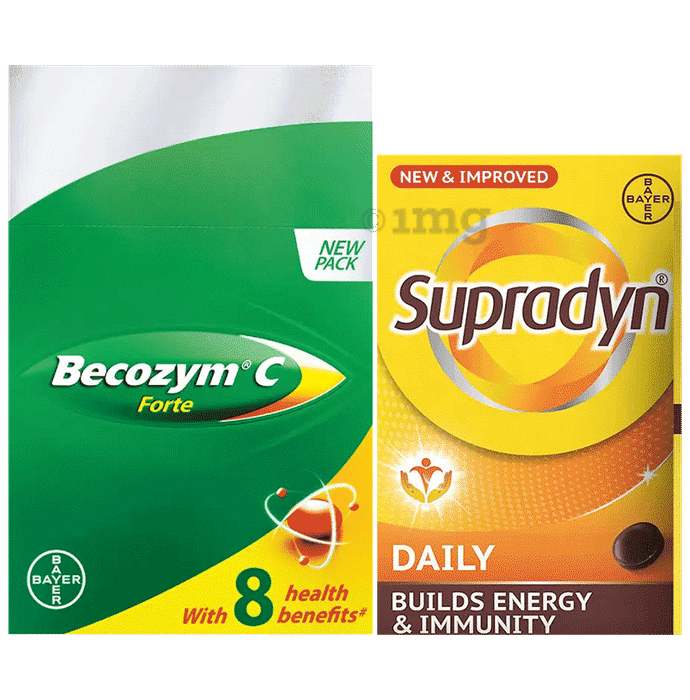 Combo Pack of Supradyn Daily Multivitamin Tablets (15) & Becozym C Forte with Biotin, Vitamin C & B Complex | Tablet (15)