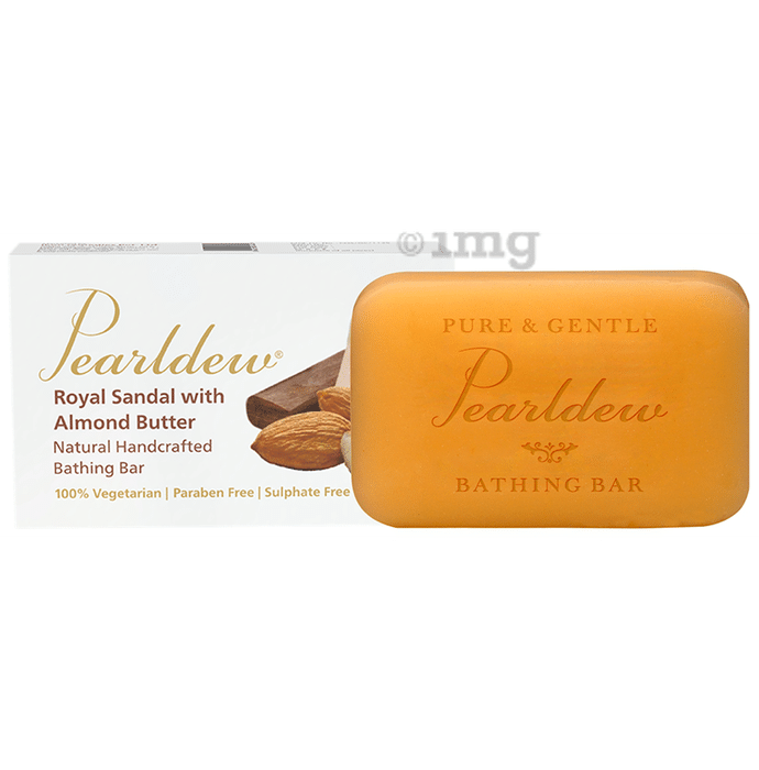 Pearldew Royal Sandal with Almond Butter Natural Handcrafted Bathing Bar (75gm Each)