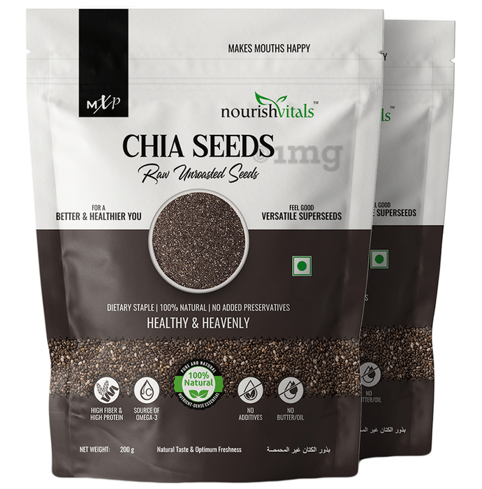 NourishVitals Raw Unroasted Chia Seed (200gm Each)
