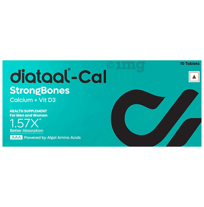 Diataal Cal Tablet Strong Bones | Active Absorbable Calcium + Vit D3 | for Men & Women & Kids |