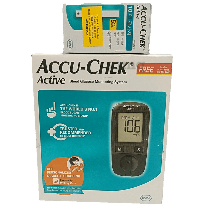 Accu-Chek Active Blood Glucose Monitoring System & Free 1 Vial of 10 Test Strip