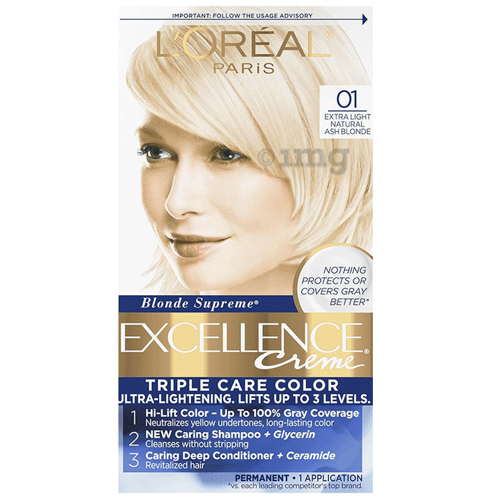 Loreal Blonde Supreme 01 Extra Light Natural Ash Blonde Excellence Creme Triple Care Color