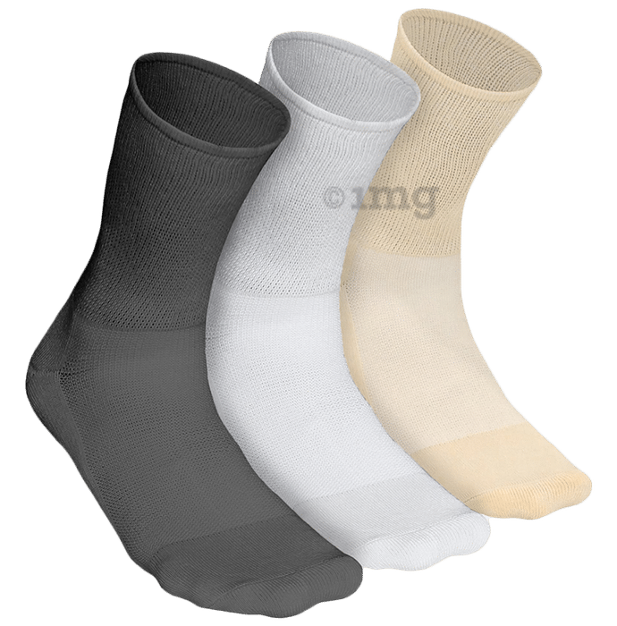 Heelium Diabetic Bamboo Socks Grey, Beige, White Free Size