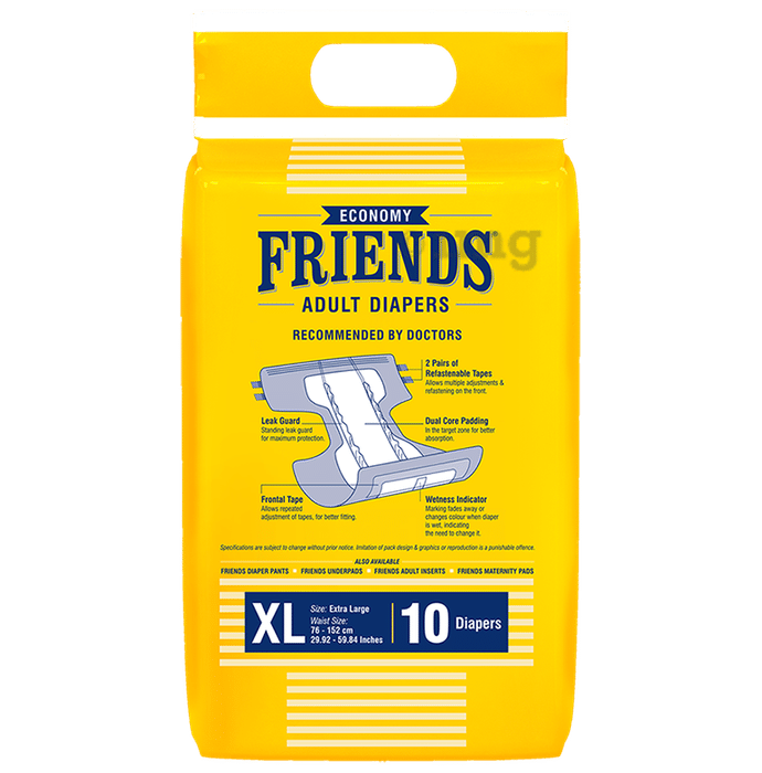 Friends Economy Adult Unisex Diaper For Up To 8 Hours Protection Size Xl Buy Packet Of 10 0