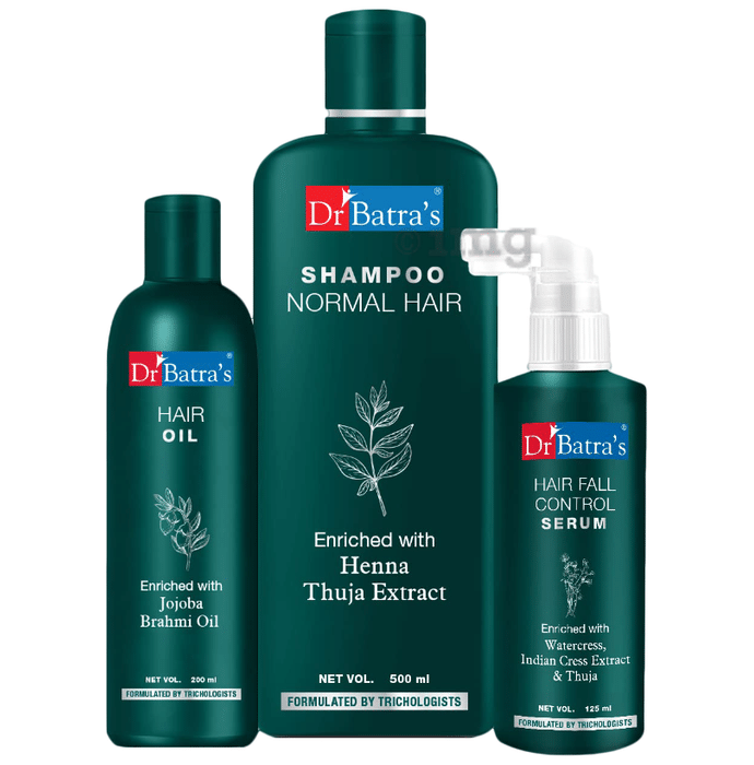 Dr Batra's Combo Pack of Hair Fall Control Serum 125ml, Hair Oil 200ml and Shampoo 500ml