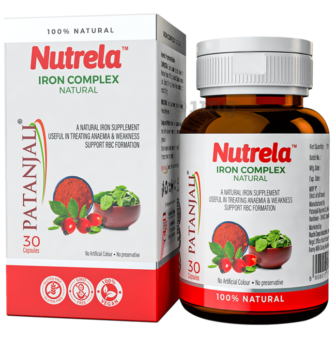 Patanjali Nutrela Natural Iron Complex for Anaemia, Weakness & RBC Formation | Capsule