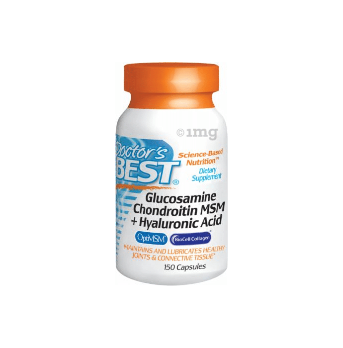 Doctor's Best Glucosamine Chondroitin MSM + Hyaluronic Acid Capsule | For Healthy Joints & Connective Tissue