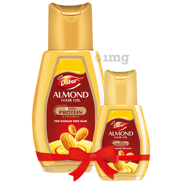 Dabur Almond Hair Oil with Soya Protein & Vitamin E | For Damage Free Hair with 200ml Hair Oil Free