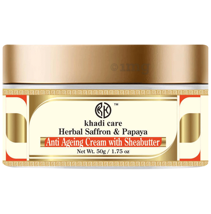Khadi Care Herbal Saffron & Papaya Anti Ageing Cream with Sheabutter (50gm Each)