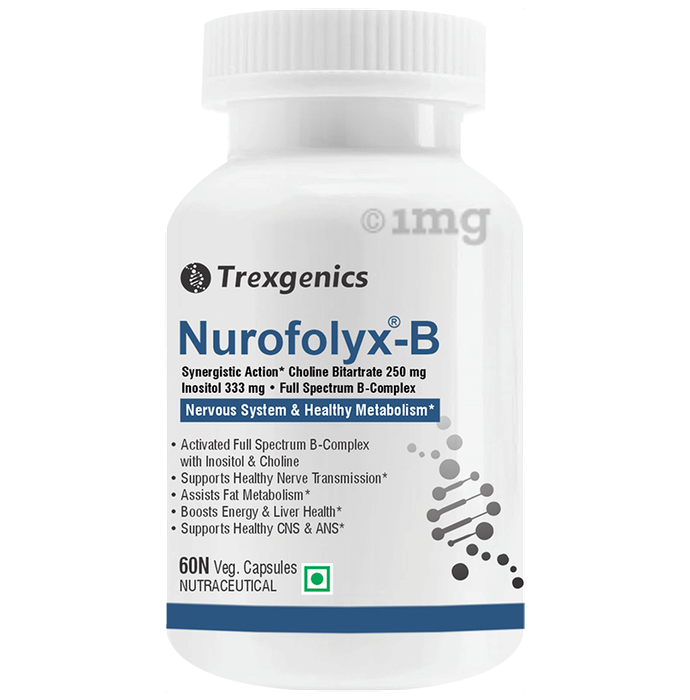 Trexgenics Nurofolyx-B with Choline, Inositol & B-Complex | Veg Capsules for Metabolism & Nervous System Support