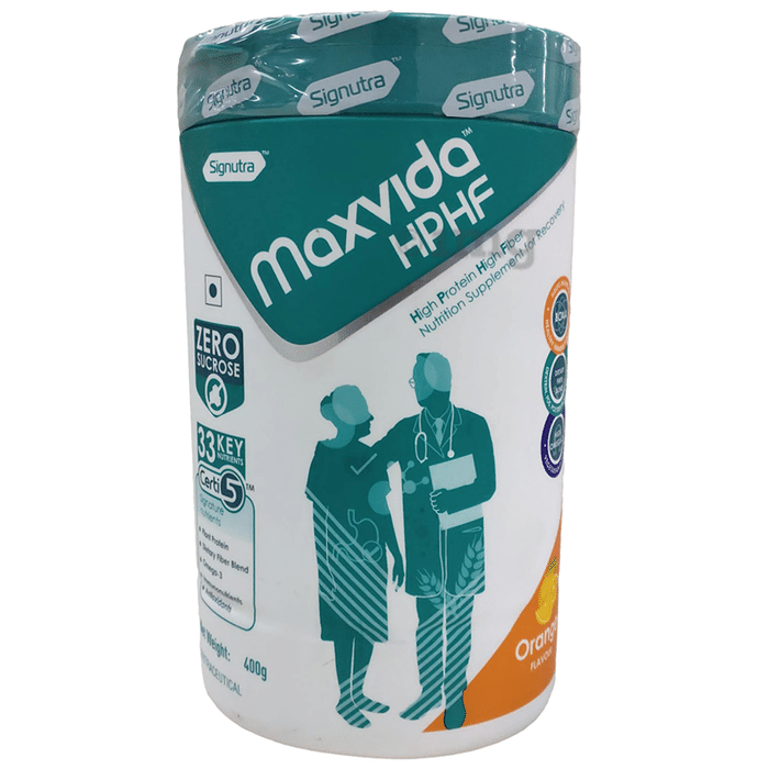 Maxvida HPHF High Protein High Fibre Supplement for Recovery | Flavour Orange Powder