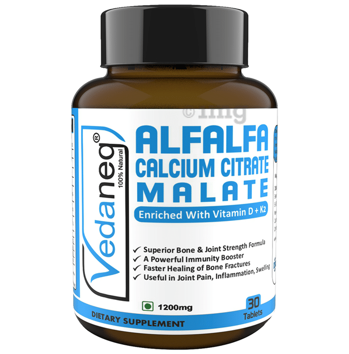 Vedaneq Alfalfa Calcium Citrate with Vitamin D+K2 Tablet