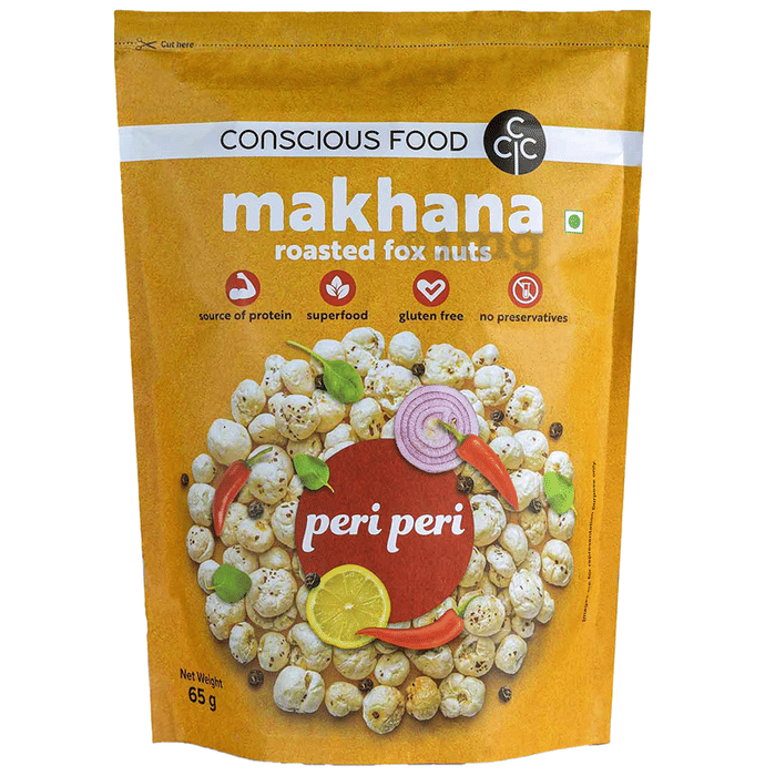 Conscious Food Makhana Roasted Fox Nuts Peri Peri Buy packet of 65.0