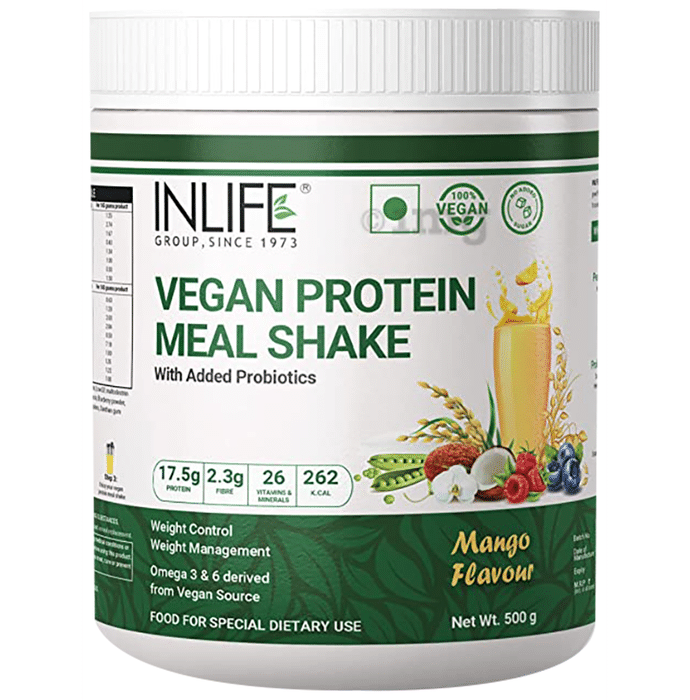 Inlife Vegan Protein Powder Meal Shake with Added Probiotics Mango