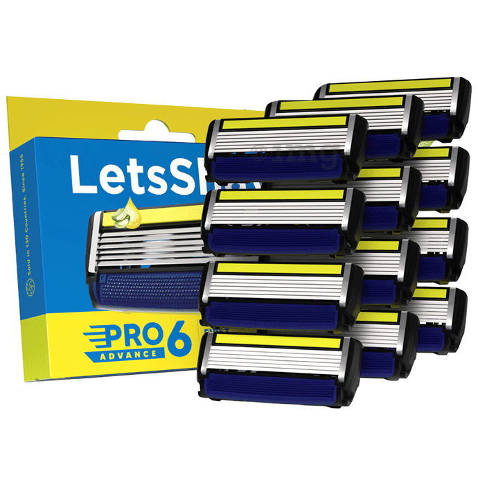 LetsShave Pro 6 Advance Face & Body Shaving Razor Blade Refills for Men