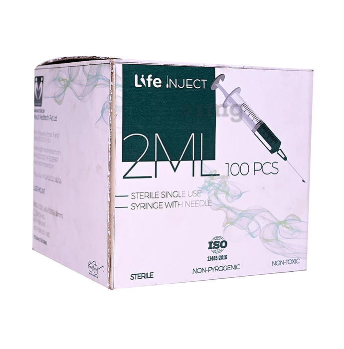Life Inject 2ML Sterile Single Use Syringe with Needle